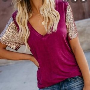 NWT vici stand out sequin sleeve tee small